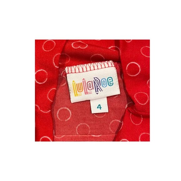 LulaRoe Azure Girl's Red Polka Dot Heart Skirt - Picture 2 of 2